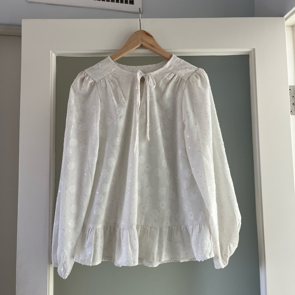 White Blouse with Floral Pattern
